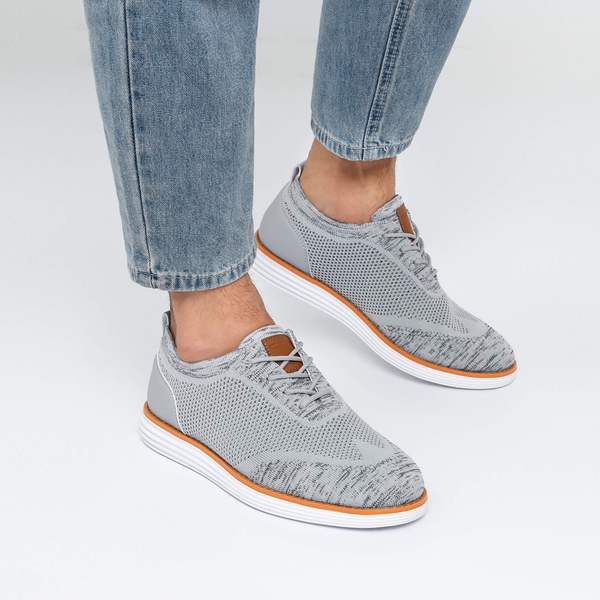 [KnitFlex Breeze+] Men's Mesh Wingtip Oxford Sneakers - GREY - 6